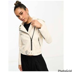 MANGO Faux Leather Moto Jacket